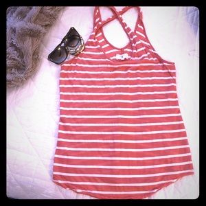 Lou & Grey striped coral racerback tank top